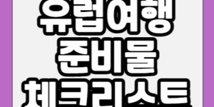유럽여행 준비물 체크리스트